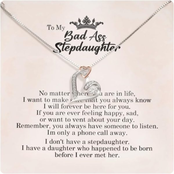 Best Gift For Stepdaughter - Heart Necklace With Message