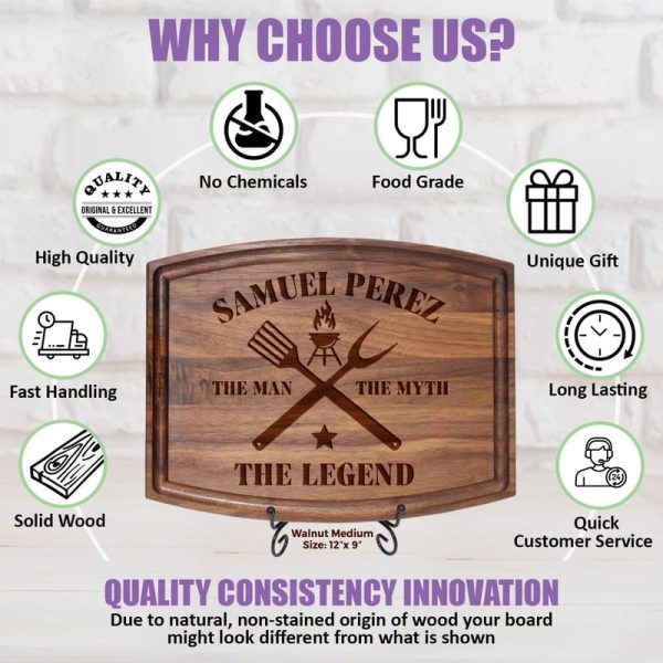 Best Personalized Wooden Cutting Board For Dad - Custom Bbq Gift - Imagen 3