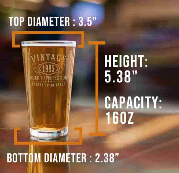 Vintage 1995 Etched Beer Glass - Best 30th Birthday Gift – Image 4