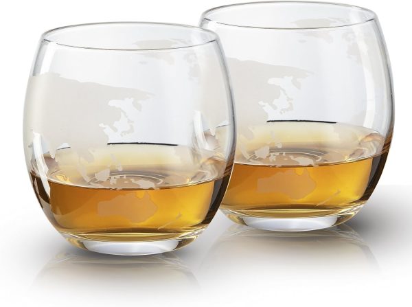 Best Etched Globe Decanter Gift Set With Airplane - Imagen 4