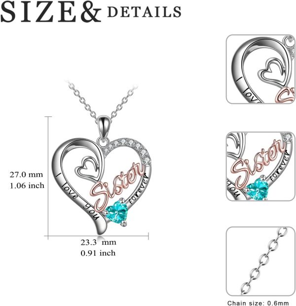 Best 925 Silver Sister Necklace - Birthstone Jewelry Gift – Image 5