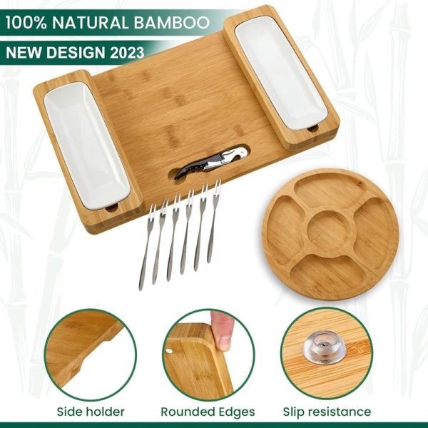 Best Bamboo Charcuterie Board Gift Set With Cutlery & Trays - Imagem 5