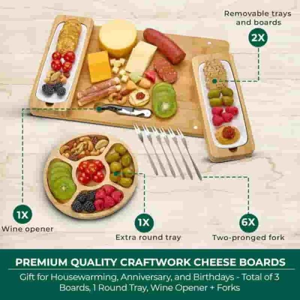 Best Bamboo Charcuterie Board Gift Set With Cutlery & Trays - Imagem 6