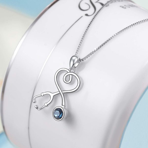 Aoboco Stethoscope Necklace, Birthstone Medical Jewelry - Graduation Gift – Image 2