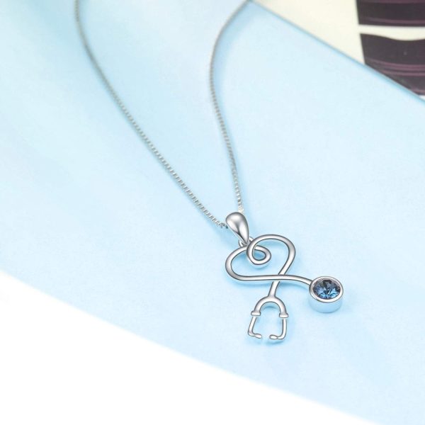 Aoboco Stethoscope Necklace, Birthstone Medical Jewelry - Graduation Gift – Image 3
