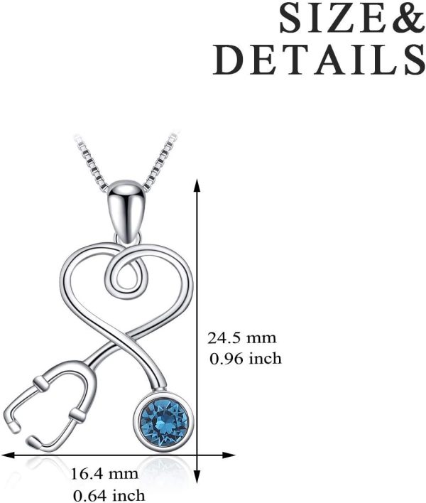 Aoboco Stethoscope Necklace, Birthstone Medical Jewelry - Graduation Gift – Image 4