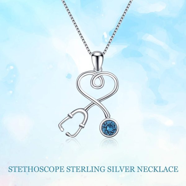 Aoboco Stethoscope Necklace, Birthstone Medical Jewelry - Graduation Gift – Image 5