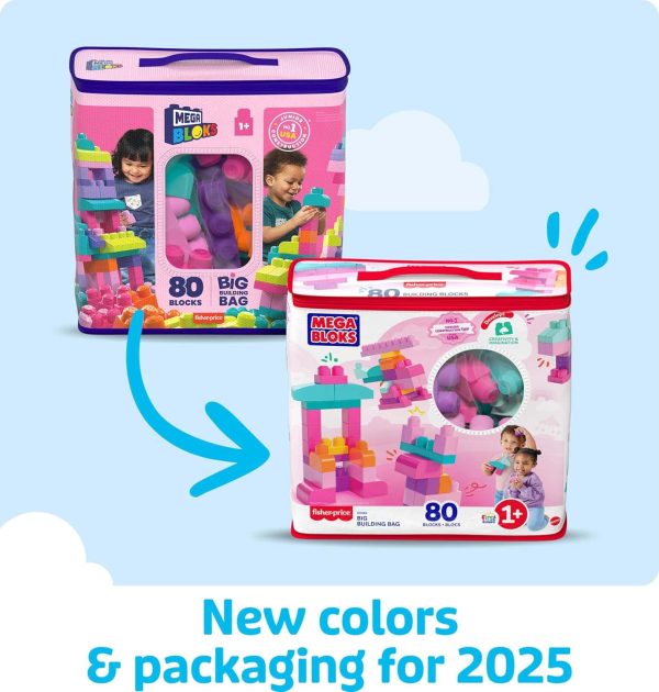 Mega Bloks Toddler Blocks Set, Pink, 80-piece – Image 2