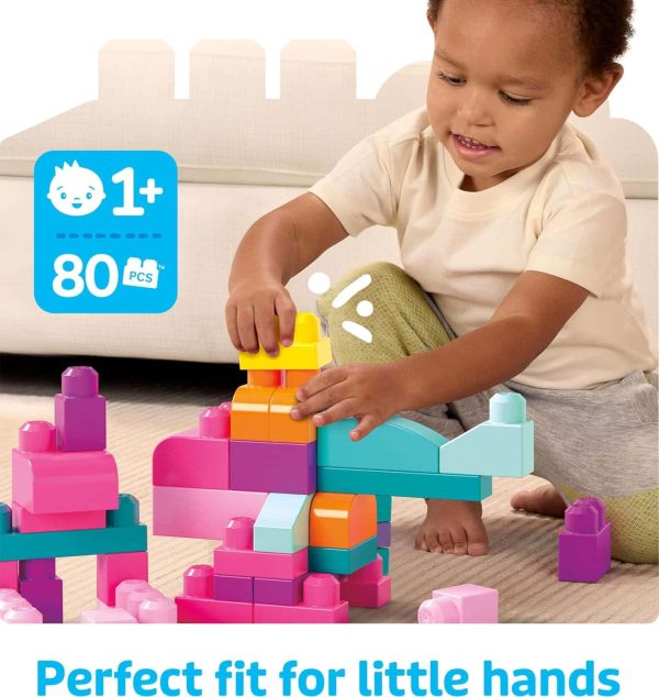 Mega Bloks Toddler Blocks Set, Pink, 80-piece – Image 3