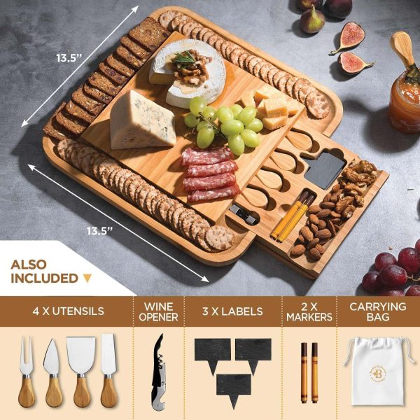 Bamboo Cheese Board Set: Housewarming, Wedding Gift - Imagen 3