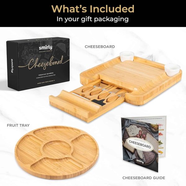 Smirly Bamboo Charcuterie Cheese Board Gift Set - Imagen 3