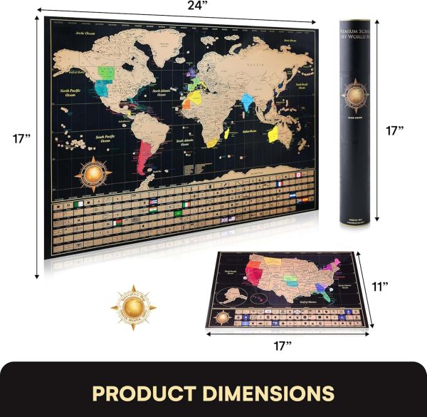 Scratch Off World Map - Travel Gift With Accessories - immagine 3