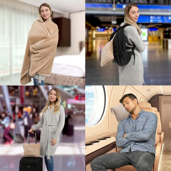 Bluehills Travel Blanket Pillow Beige Compact Essential - Imagen 3