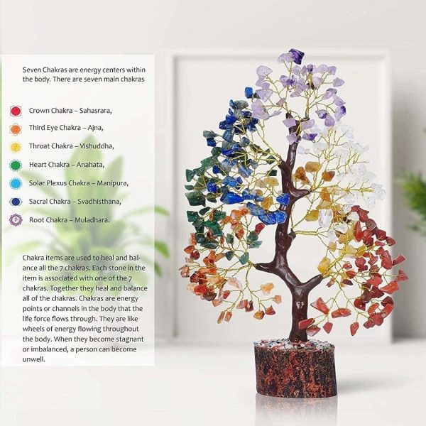Yatskia Chakra Tree Crystal Healing Stones Gift Décor – Image 3
