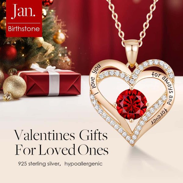 S925 Silver Heart Necklace Birthstone Anniversary Gift - immagine 3