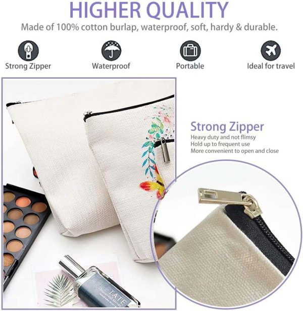 Nature Linen World Map Travel Makeup Bag - immagine 2