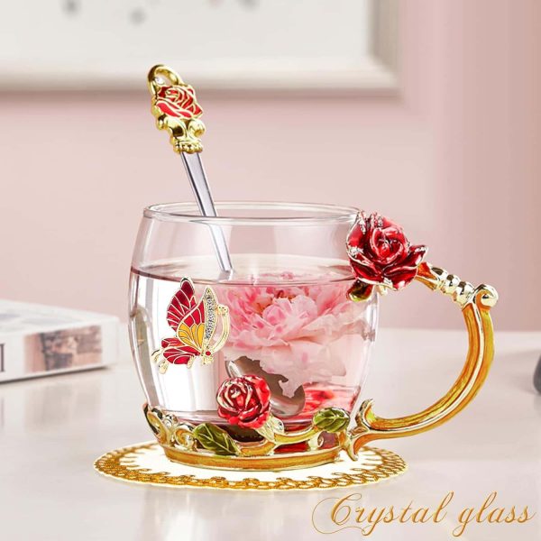 Oeago Enamel Glass Coffee Mug Mothers Day Gift - 画像 (2)