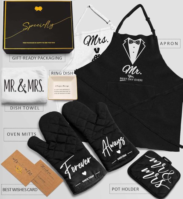 Couple Aprons Anniversary Bridal Wedding Gift Set - 画像 (2)