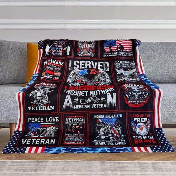 Veteran Patriotic Throw Blanket Navy Army Air - immagine 2