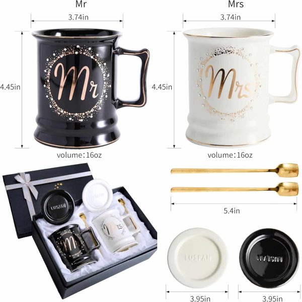 Luspan Mr Mrs Mug Set Bride Groom Couple Gift - immagine 3