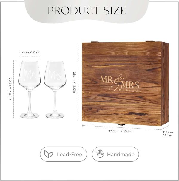 Aw Bridal Mr & Mrs Wine Glasses Set Keepsake Box - Image 3