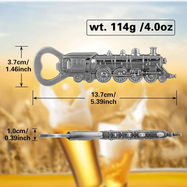 Steam Train Beer Opener Silver Locomotive Gift - immagine 2