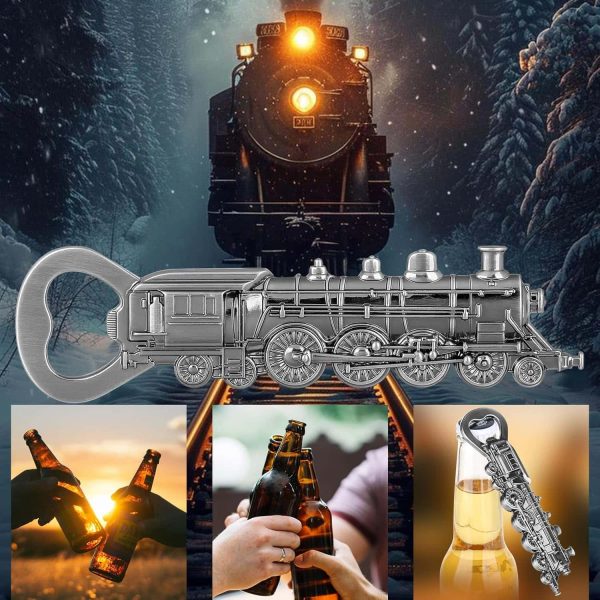 Steam Train Beer Opener Silver Locomotive Gift - immagine 3