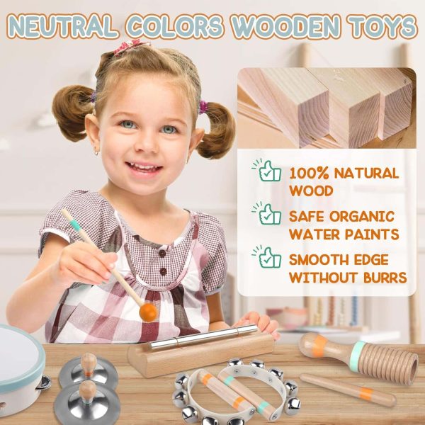 Montessori Wooden Percussion Baby Music Toys Neutral - 画像 (3)