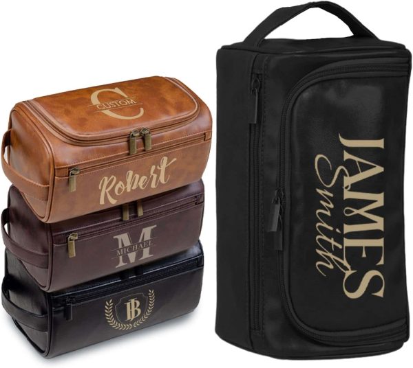 Custom Leather Dopp Kit - Monogrammed Men's Toiletry Bag