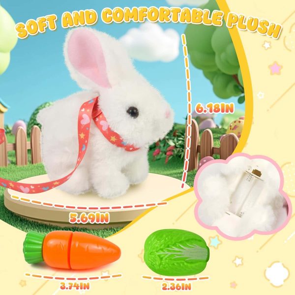 Realistic Interactive Bunny Plush Toy White - 画像 (2)